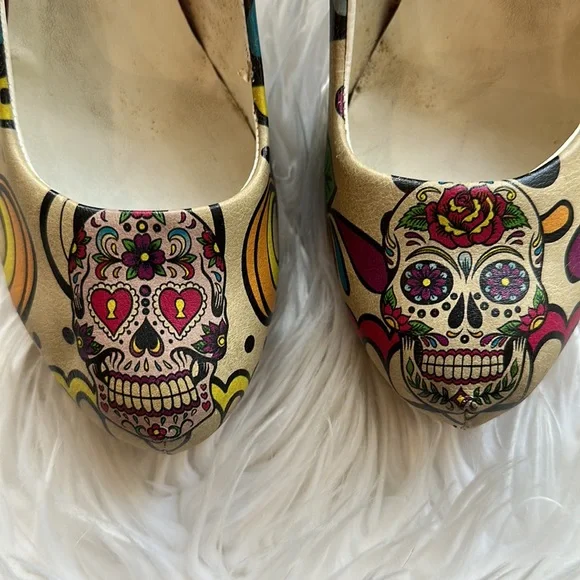 Goby Multiclored Sugar Skull Platform Pump PLT2050 Size 9.5 - Picture 4 of 14